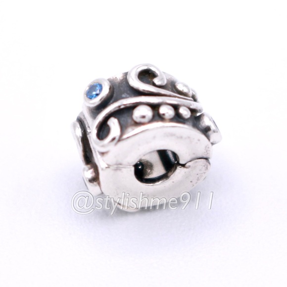 Authentic PANDORA Tendril Blue CZ Clip - Picture 9 of 11
